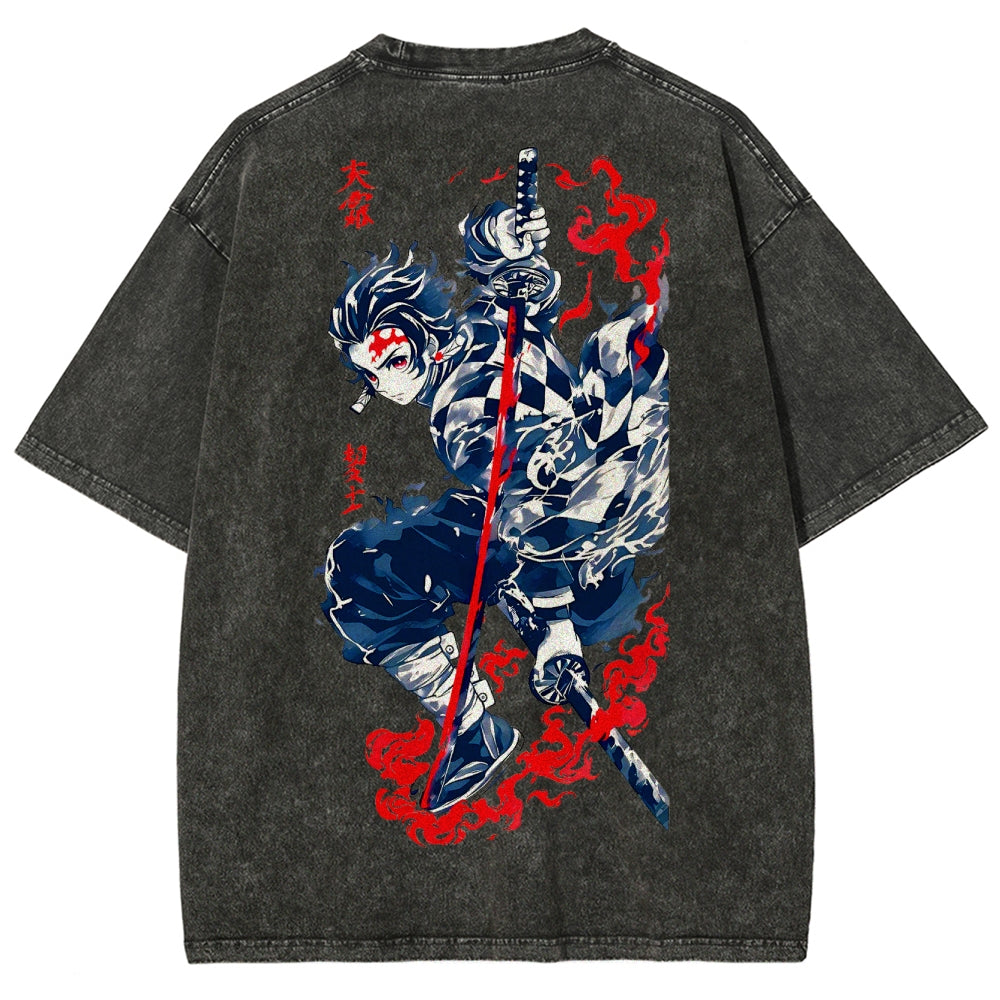Demon Slayer Tanjiro Kamado Vintage Washed T-Shirt 2503003932