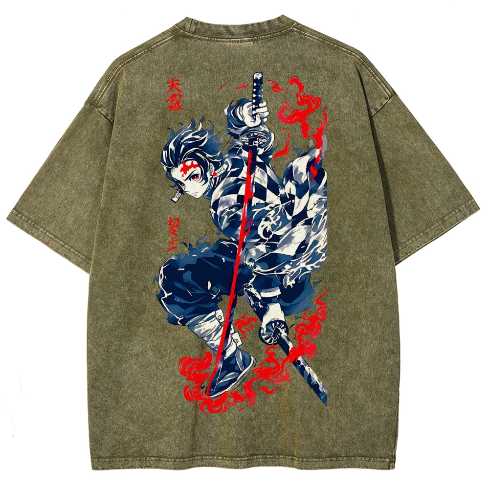 Demon Slayer Tanjiro Kamado Vintage Washed T-Shirt 2503003932