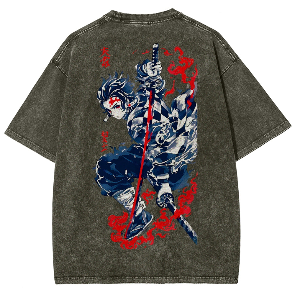 Demon Slayer Tanjiro Kamado Vintage Washed T-Shirt 2503003932