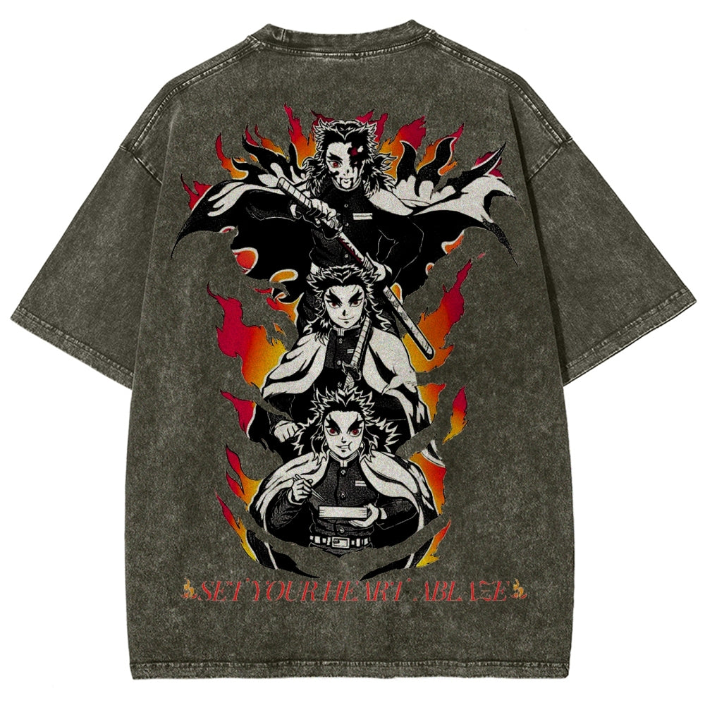 Demon Slayer Unisex Fit Washed T-Shirt 2503005427