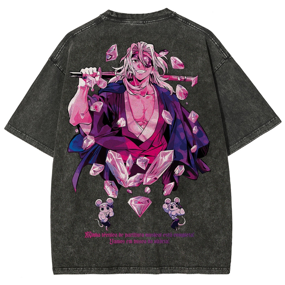 Gurren lagann Demon Slayer Uzui Tengen Unisex Fit Washed T-Shirt 2504004051