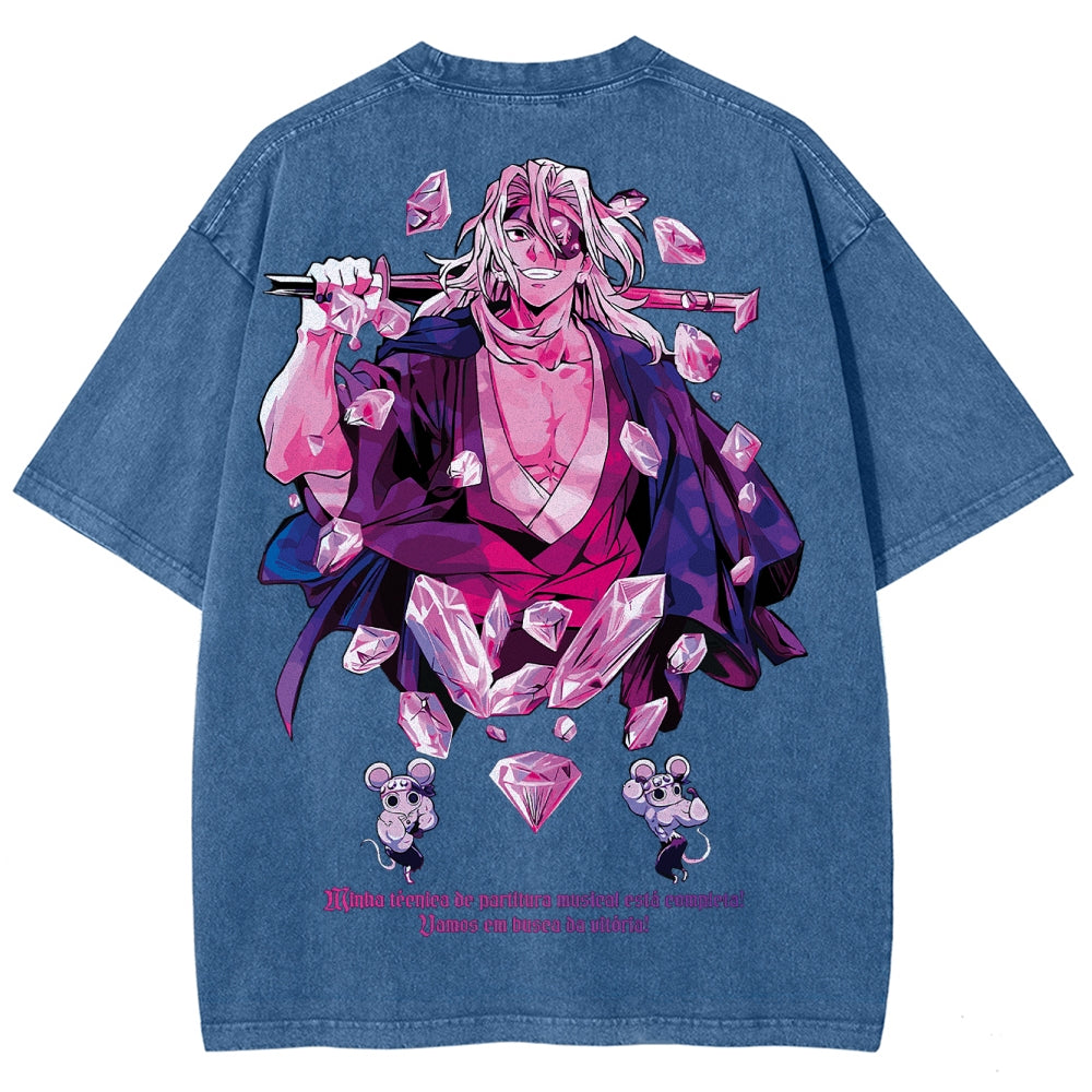 Gurren lagann Demon Slayer Uzui Tengen Unisex Fit Washed T-Shirt 2504004051