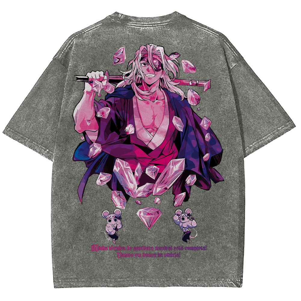 Gurren lagann Demon Slayer Uzui Tengen Unisex Fit Washed T-Shirt 2504004051