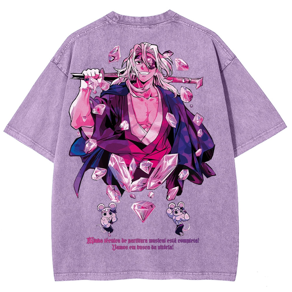 Gurren lagann Demon Slayer Uzui Tengen Unisex Fit Washed T-Shirt 2504004051
