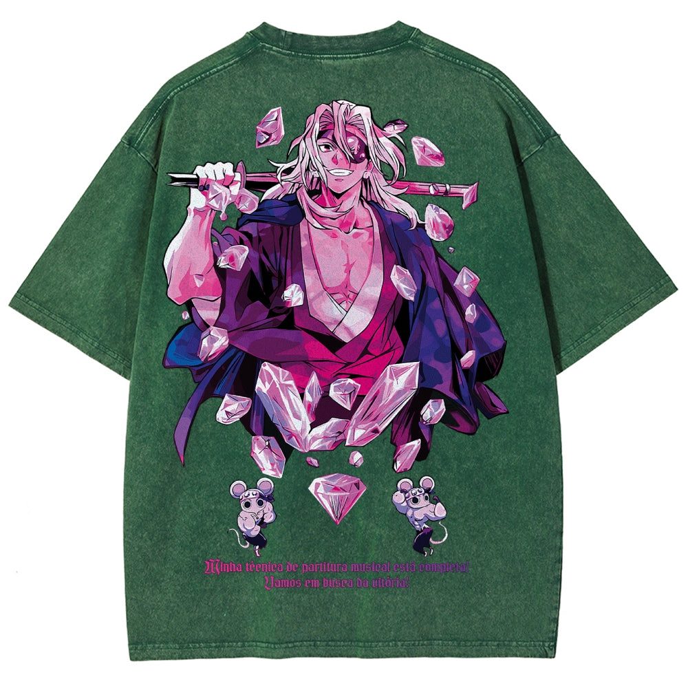 Gurren lagann Demon Slayer Uzui Tengen Unisex Fit Washed T-Shirt 2504004051
