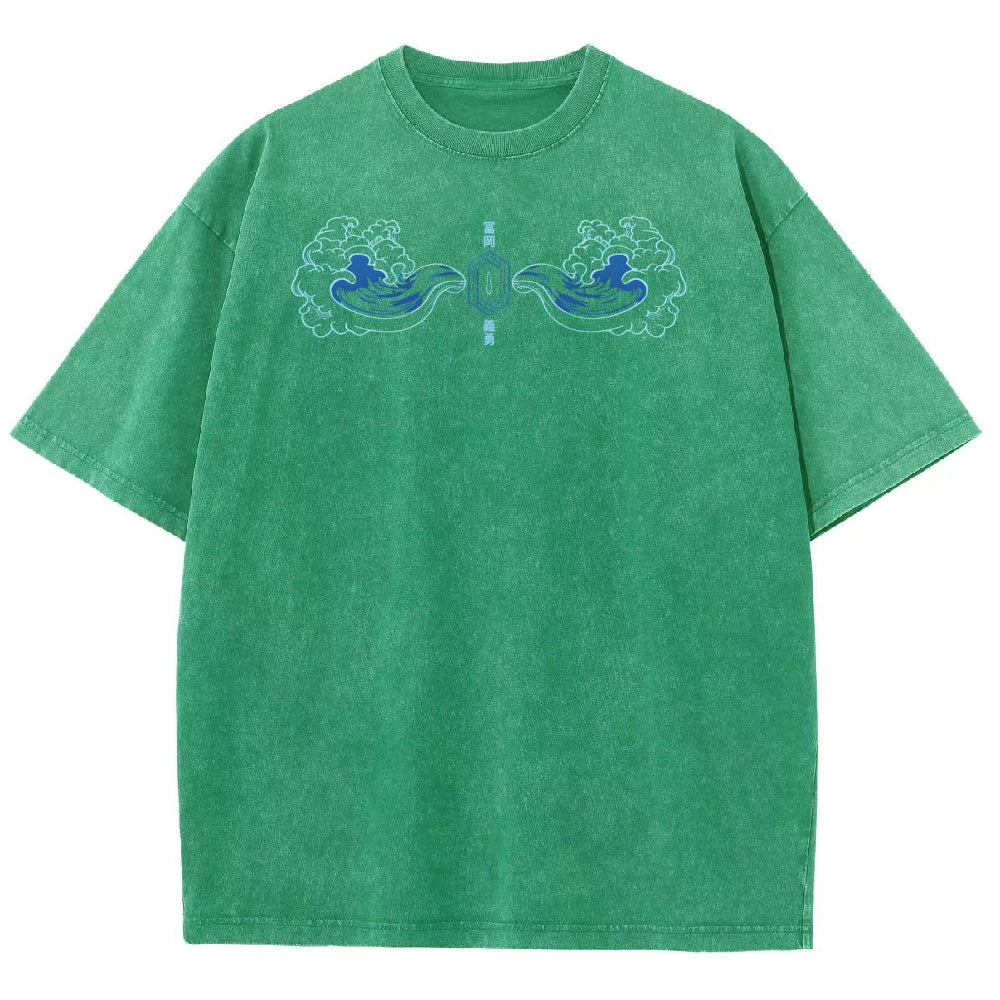 Demon Slayer Tomioka Giyuu Unisex Fit Washed T-Shirt 2504004056