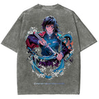 Demon Slayer Tomioka Giyuu Unisex Fit Washed T-Shirt 2504004056