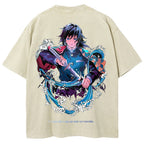 Demon Slayer Tomioka Giyuu Unisex Fit Washed T-Shirt 2504004056