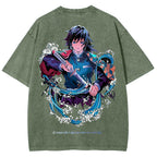 Demon Slayer Tomioka Giyuu Unisex Fit Washed T-Shirt 2504004056