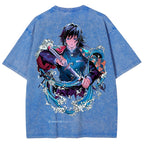 Demon Slayer Tomioka Giyuu Unisex Fit Washed T-Shirt 2504004056
