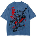Naruto Sannin Jiraiya Printed Vintage Washed Tee Unisex Oversize Cotton T-shirt