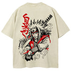 Naruto Sannin Jiraiya Printed Vintage Washed Tee Unisex Oversize Cotton T-shirt