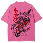 Naruto Sannin Jiraiya Printed Vintage Washed Tee Unisex Oversize Cotton T-shirt