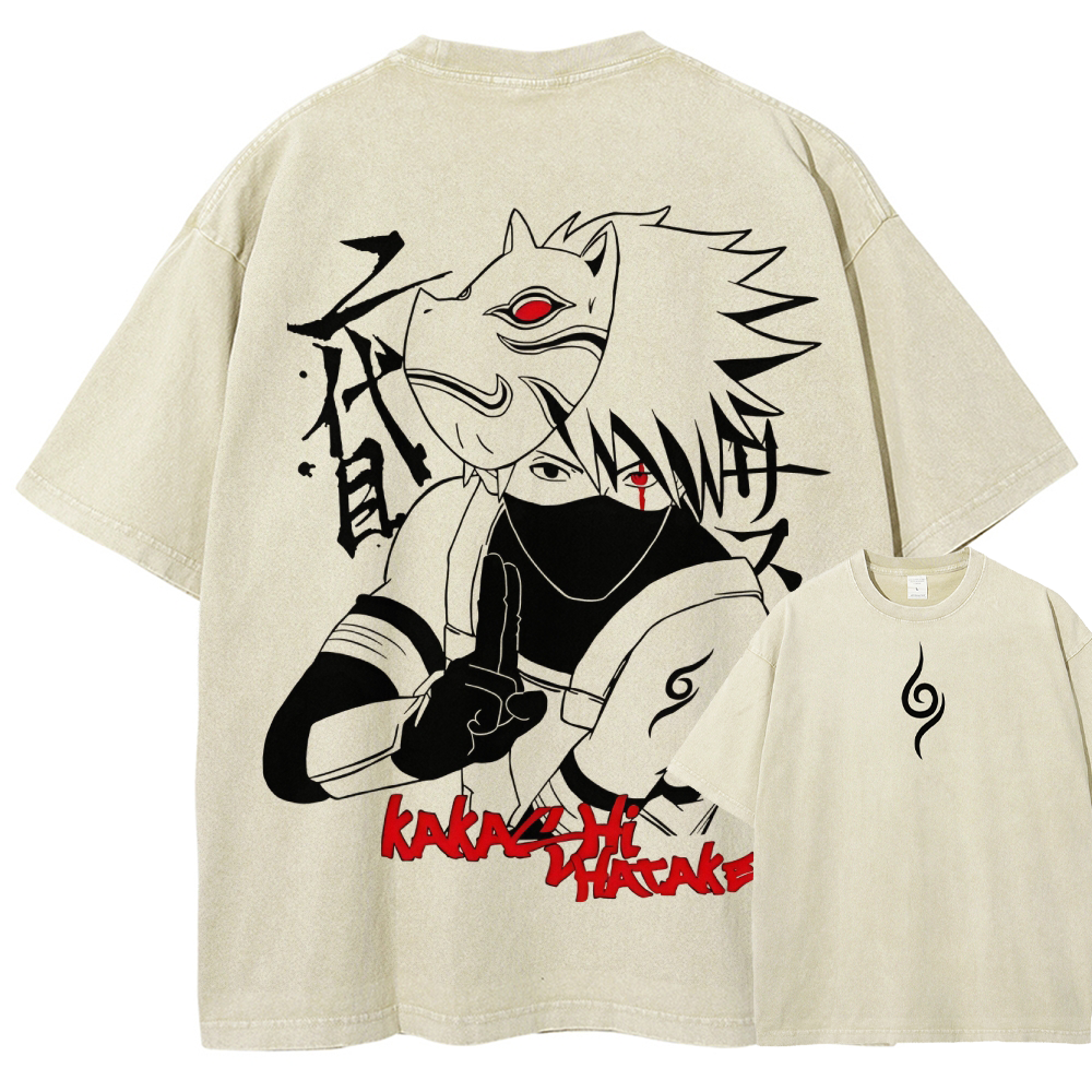 Naturo 𝑲𝒂𝒌𝒂𝒔𝒉𝒊 𝑯𝒂𝒕𝒂𝒌𝒆 Unisex Fit Washed T-Shirt 2505011258