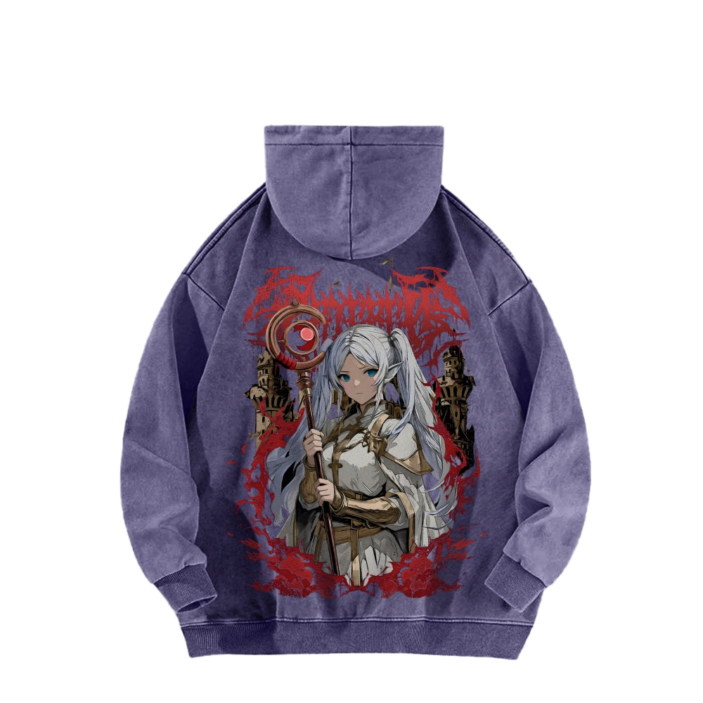 Frieren Casual Washed Hoodie 2508007199