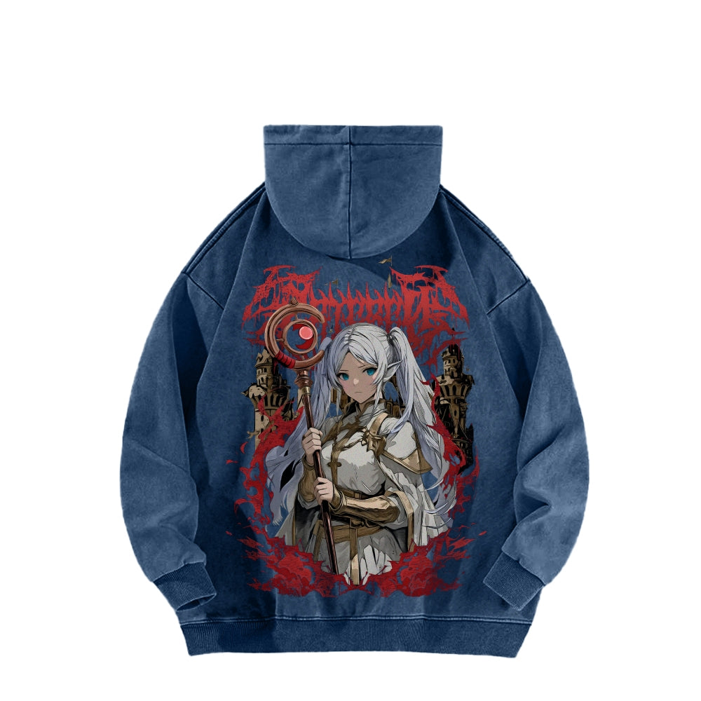 Frieren Casual Washed Hoodie 2508007199