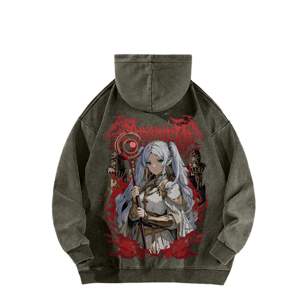 Frieren Casual Washed Hoodie 2508007199