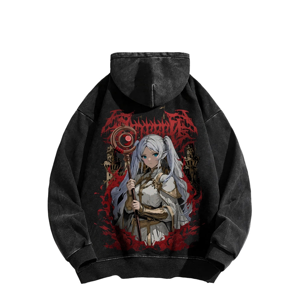 Frieren Casual Washed Hoodie 2508007199