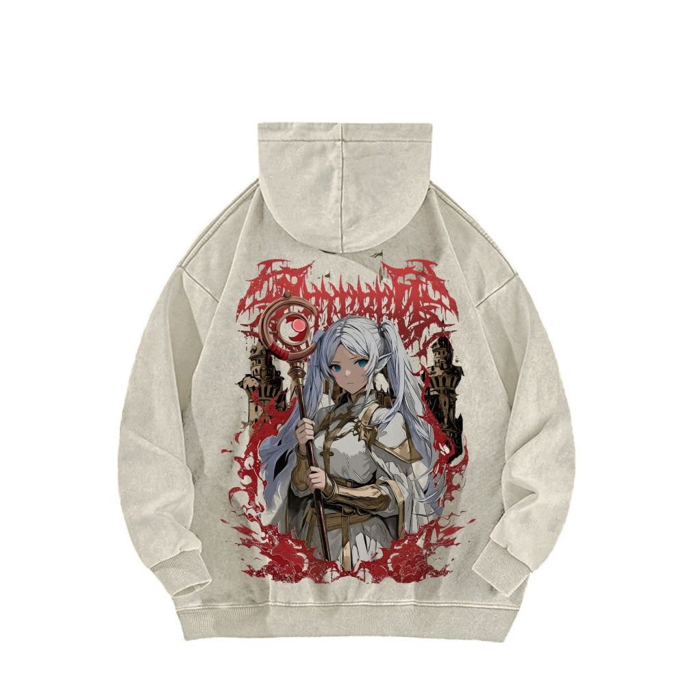 Frieren Casual Washed Hoodie 2508007199