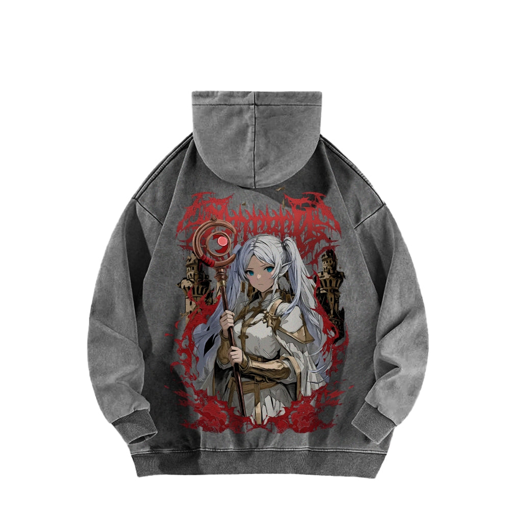Frieren Casual Washed Hoodie 2508007199
