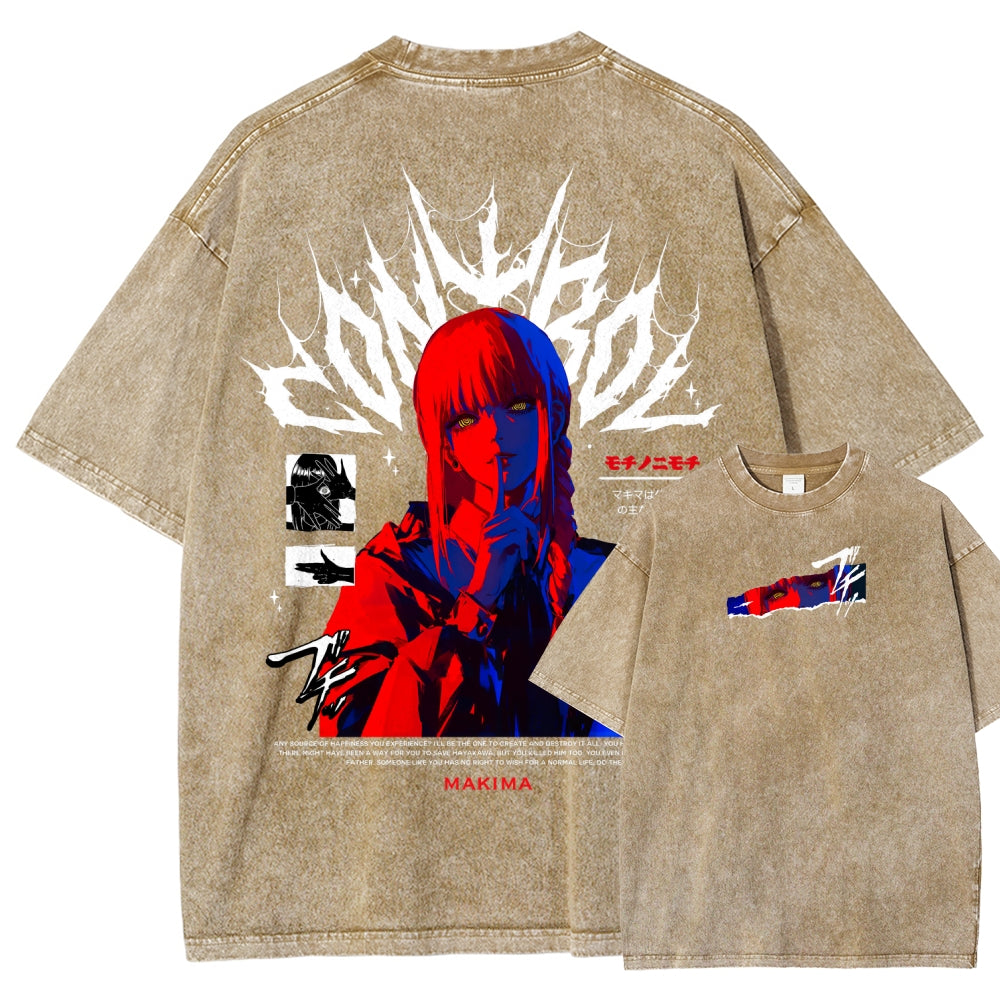 Chainsaw Man Makima Unisex Fit Washed T-Shirt 2508007831