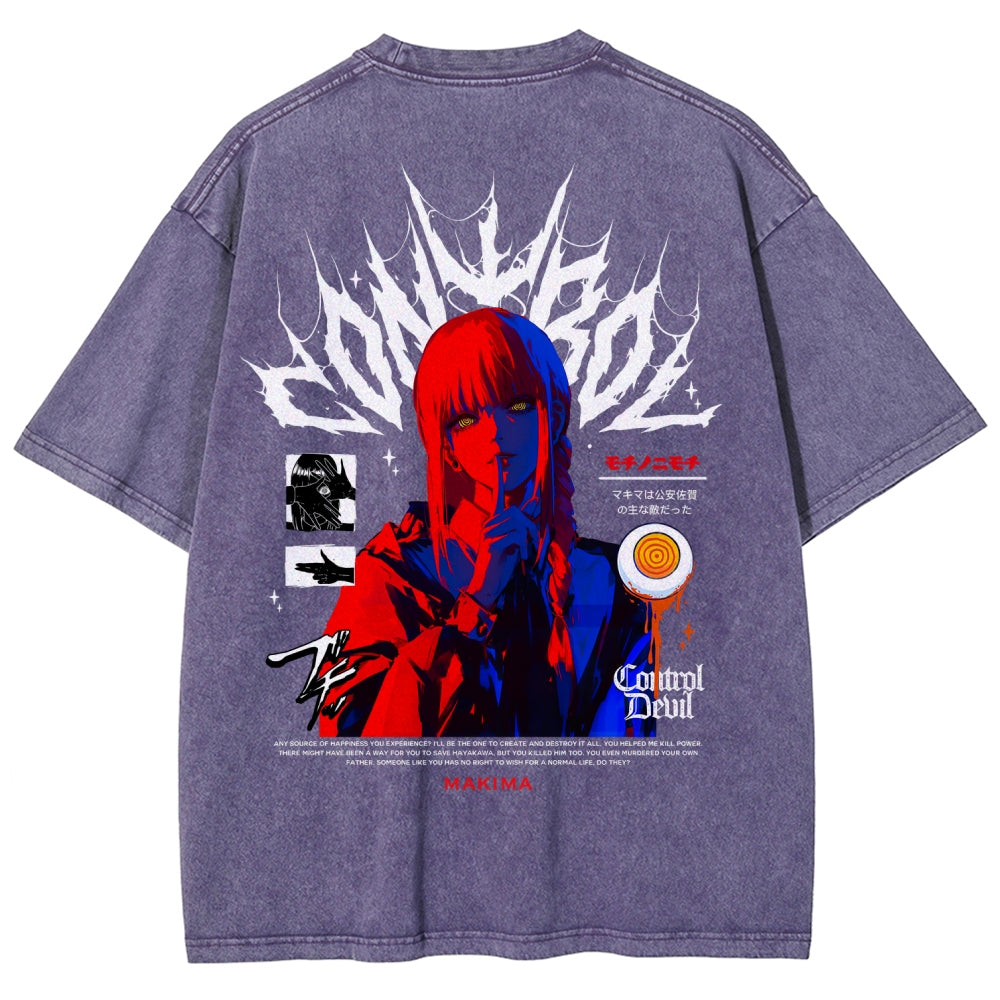 Chainsaw Man Makima Unisex Fit Washed T-Shirt 2508007831