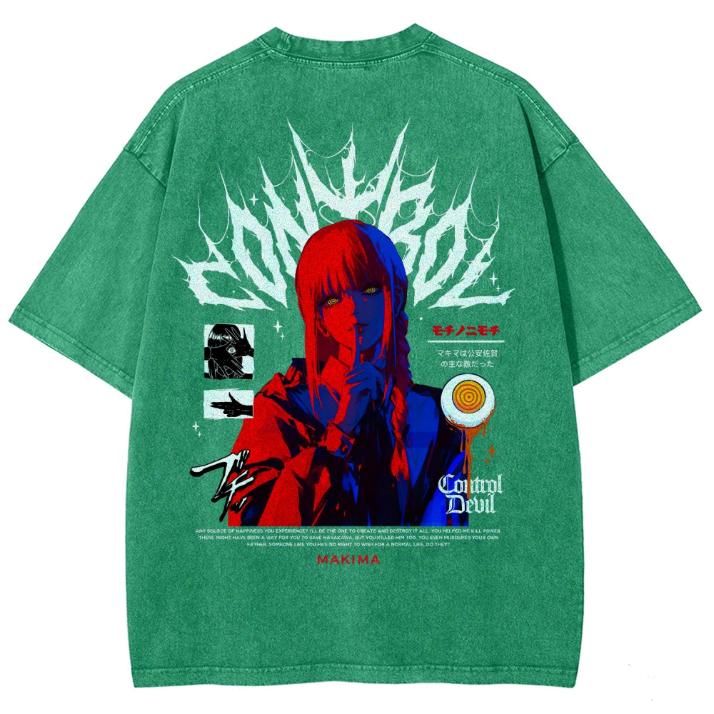 Chainsaw Man Makima Unisex Fit Washed T-Shirt 2508007831