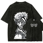 Demon Slayer Akaza Unisex Fit Washed T-Shirt 2508017343