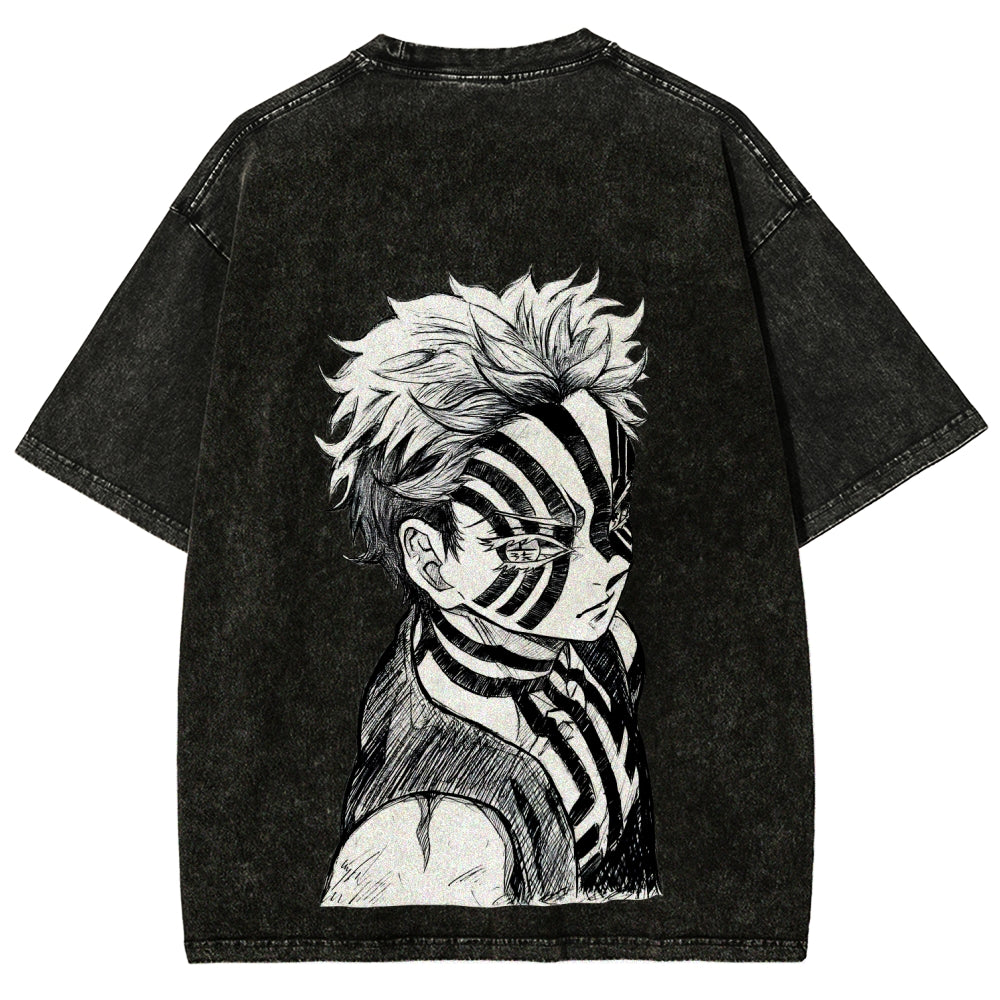 Demon Slayer Akaza Unisex Fit Washed T-Shirt 2508017343