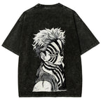 Demon Slayer Akaza Unisex Fit Washed T-Shirt 2508017343