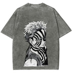 Demon Slayer Akaza Unisex Fit Washed T-Shirt 2508017343
