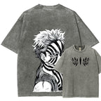 Demon Slayer Akaza Unisex Fit Washed T-Shirt 2508017343