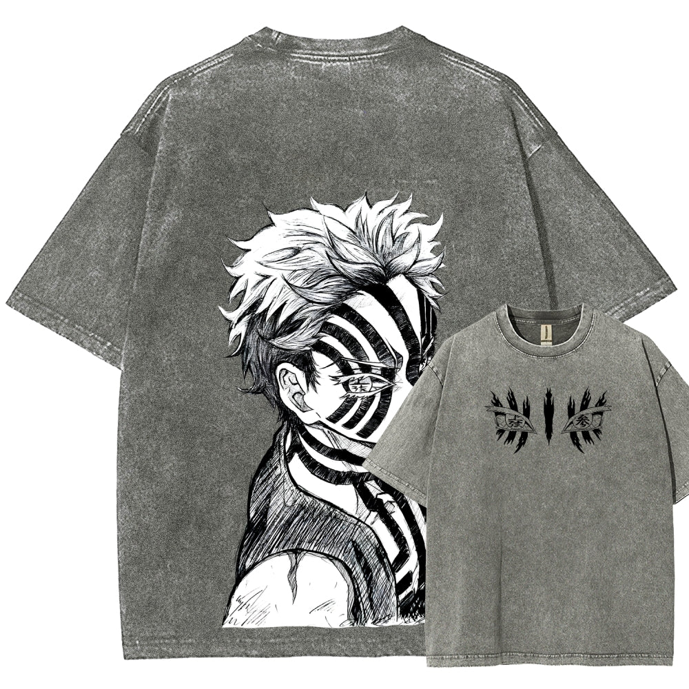 Demon Slayer Akaza Unisex Fit Washed T-Shirt 2508017343