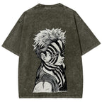 Demon Slayer Akaza Unisex Fit Washed T-Shirt 2508017343