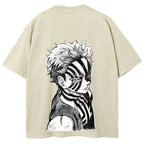 Demon Slayer Akaza Unisex Fit Washed T-Shirt 2508017343