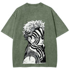 Demon Slayer Akaza Unisex Fit Washed T-Shirt 2508017343