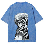 Demon Slayer Akaza Unisex Fit Washed T-Shirt 2508017343