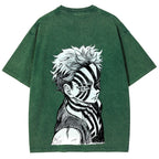 Demon Slayer Akaza Unisex Fit Washed T-Shirt 2508017343