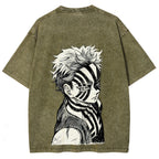 Demon Slayer Akaza Unisex Fit Washed T-Shirt 2508017343