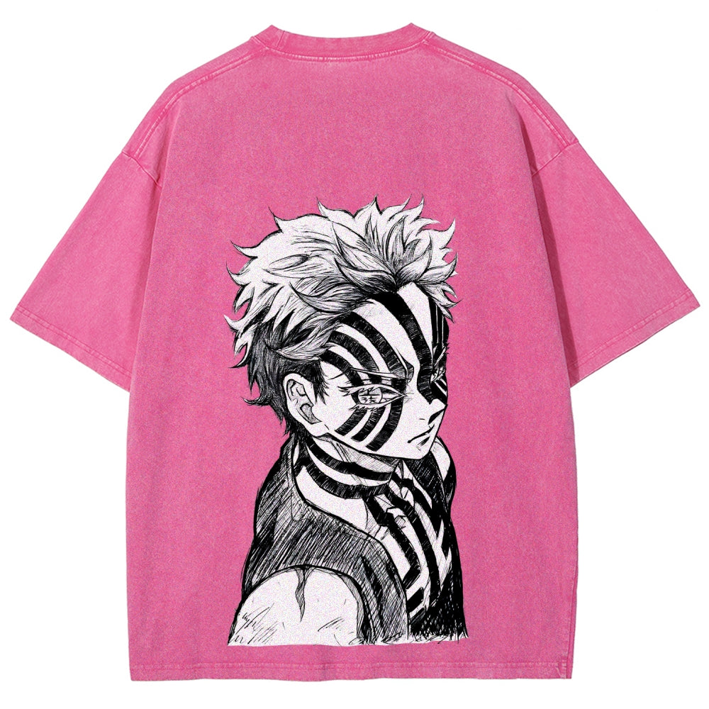 Demon Slayer Akaza Unisex Fit Washed T-Shirt 2508017343