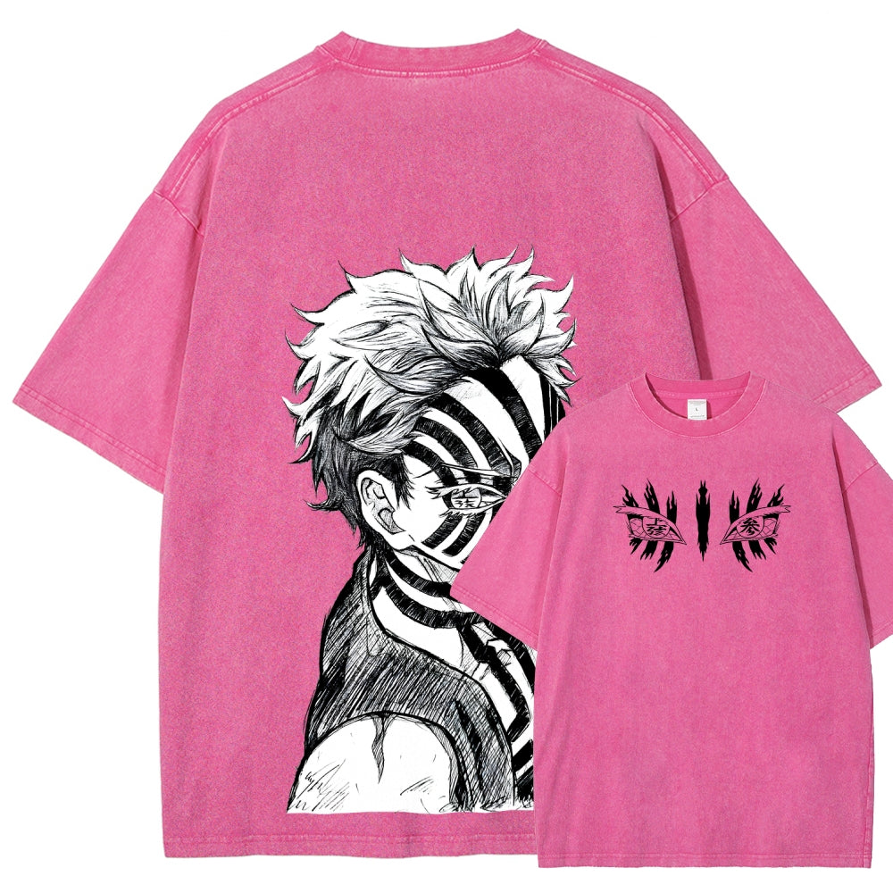 Demon Slayer Akaza Unisex Fit Washed T-Shirt 2508017343