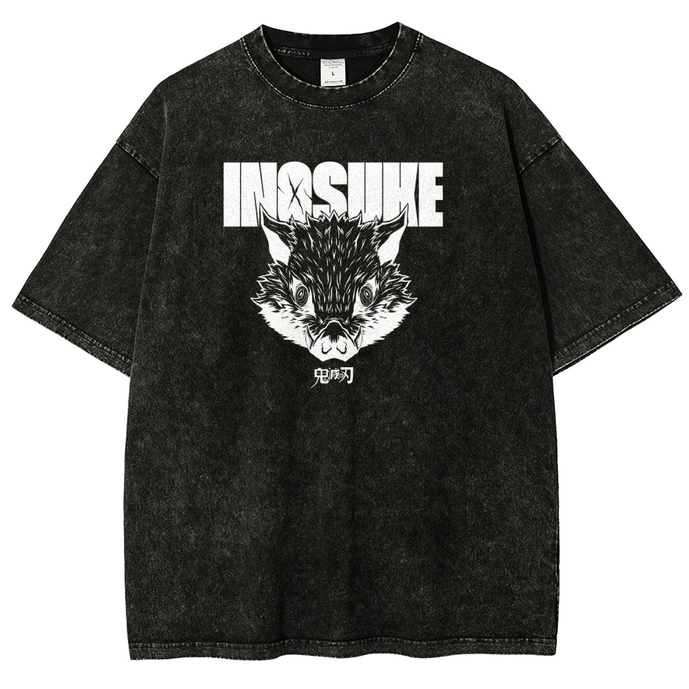 Demon Slayer Inosuke Unisex Fit Washed T-Shirt 2508024812