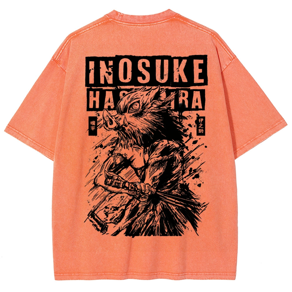 Demon Slayer Inosuke Unisex Fit Washed T-Shirt 2508024812
