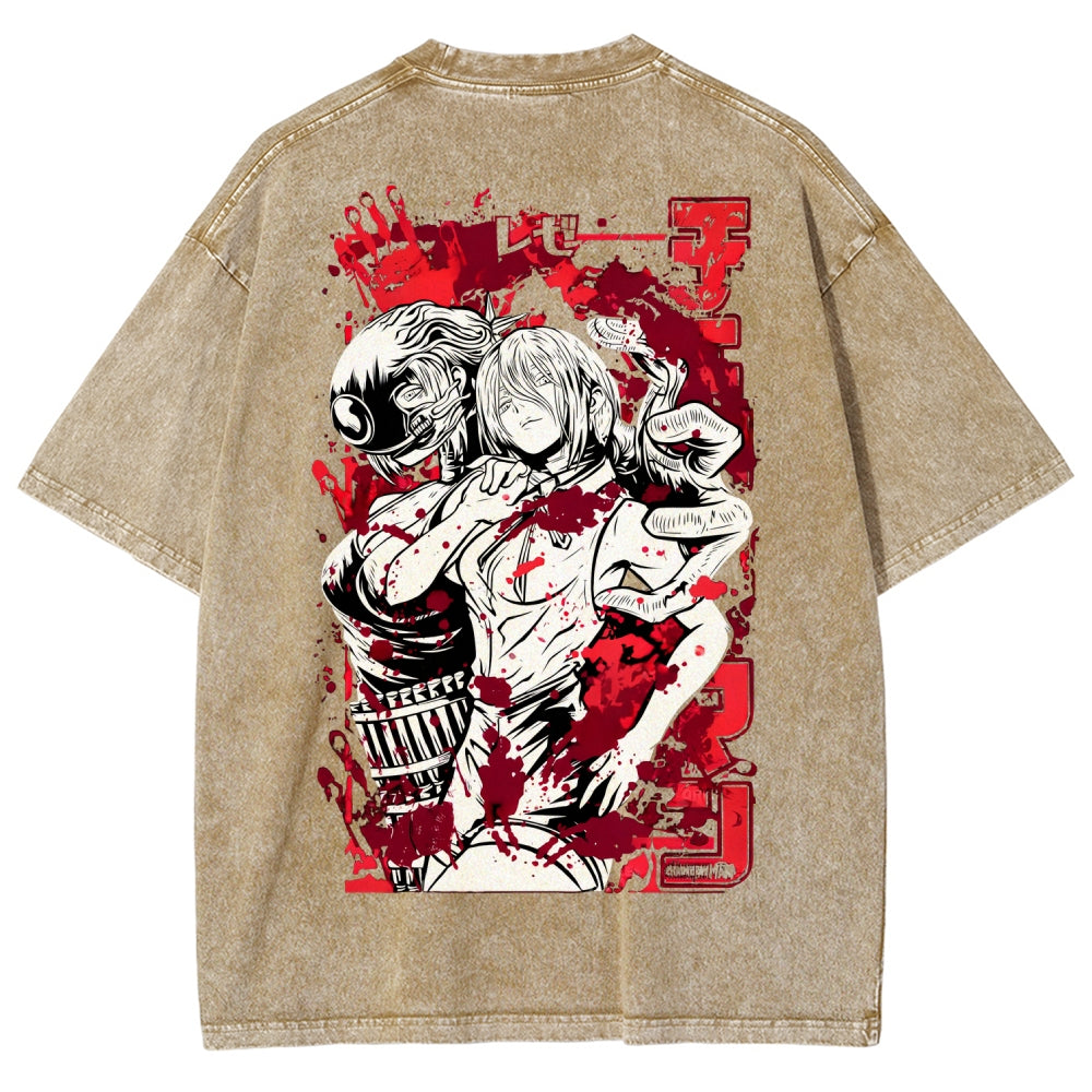 Chainsaw Man Reze Unisex Fit Washed T-Shirt 2510002009