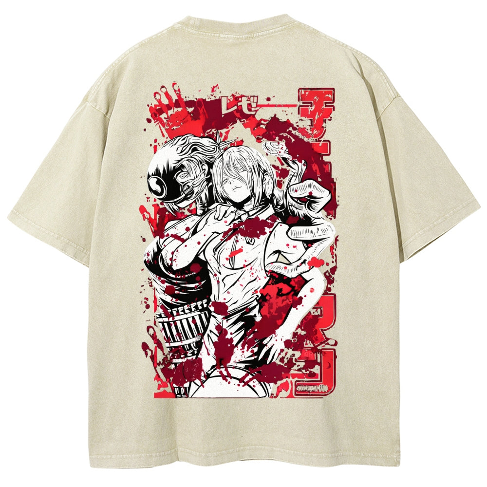 Chainsaw Man Reze Unisex Fit Washed T-Shirt 2510002009
