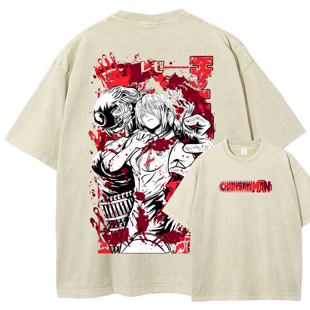 Chainsaw Man Reze Unisex Fit Washed T-Shirt 2510002009