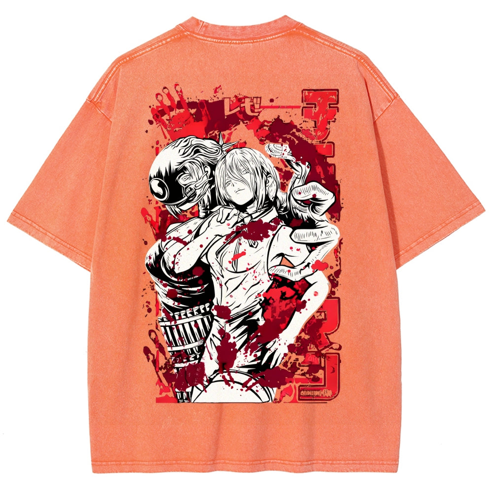 Chainsaw Man Reze Unisex Fit Washed T-Shirt 2510002009