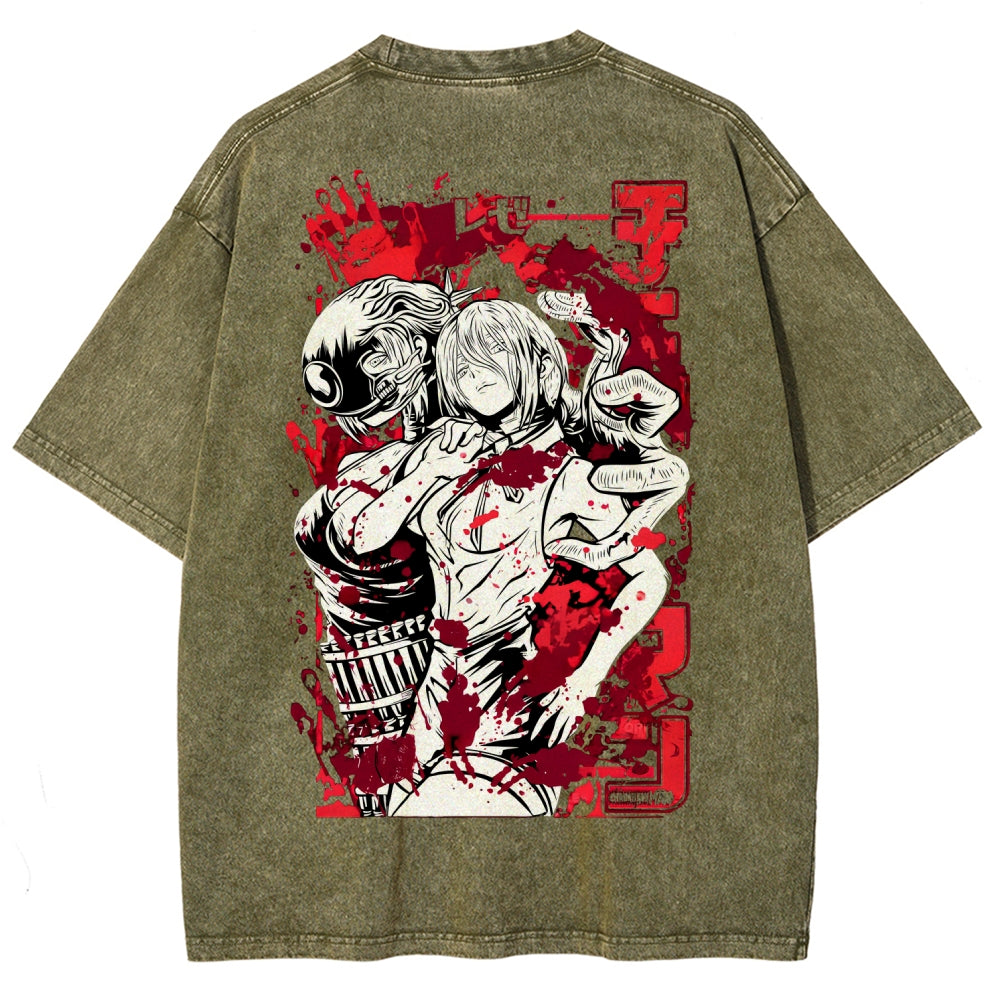 Chainsaw Man Reze Unisex Fit Washed T-Shirt 2510002009