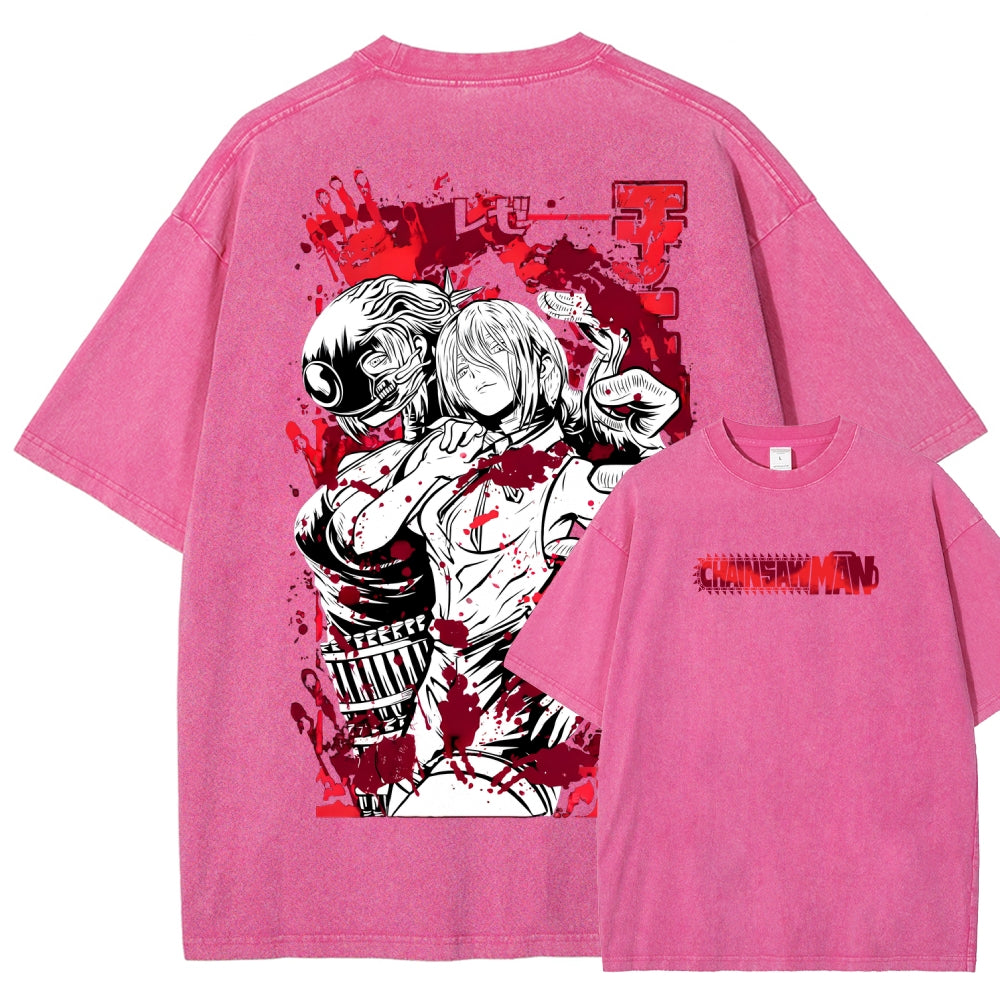 Chainsaw Man Reze Unisex Fit Washed T-Shirt 2510002009