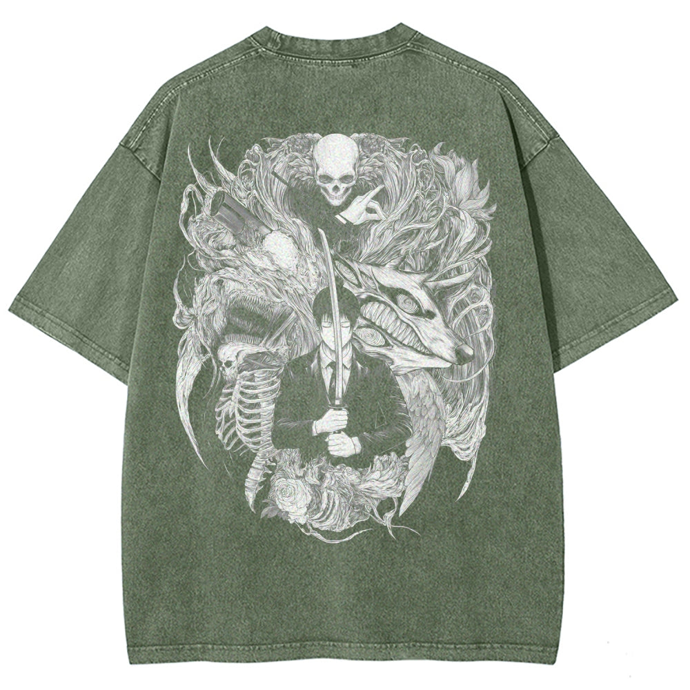 Chainsaw Man Unisex Fit Washed T-Shirt 2510002311